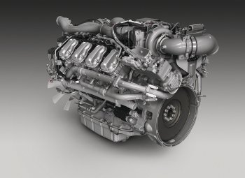 Šestnáctilitrový agregát Scania Euro 6 V8 (426 kW/580 k ) na čistou bionaftu