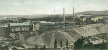 Důl Mayrau ve Vinařicích. Pohlednice z konce 19. stol.