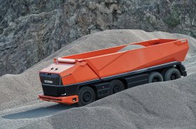 Těžký sklápěč Scania AXL. Plně autonomní koncept vozidla bez kabiny pro řidiče