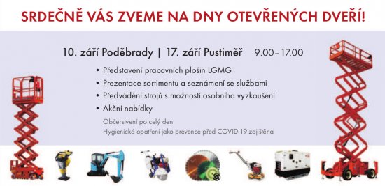 Dny otevřených dveří se uskuteční ve čtvrtek 10. září v Pískové Lhotě u Poděbrad a 17. září v Pustiměři u Vyškova