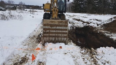 Trénink dotykové přesnosti na kolovém rýpadle firmy Miroslava Šmída.