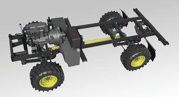 Obr. 3a: Podvozková časť vozidla (šasi) s hydromechanickým pohonom [9, 10].