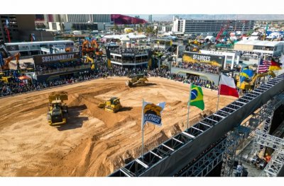 Expozice Caterpillaru v areálu Festival Grounds – Operator Stadium na veletrhu CONEXPO-CON/AGG 2023.