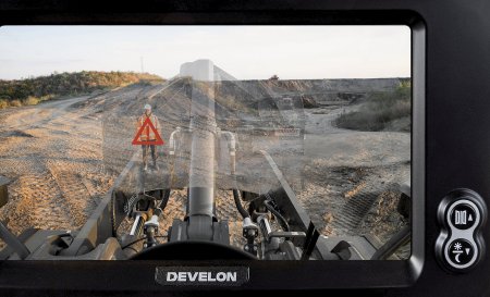 Systém Transparent Bucket 2.0 (transparentní lopata) přidává AI rozpoznávání objektů.