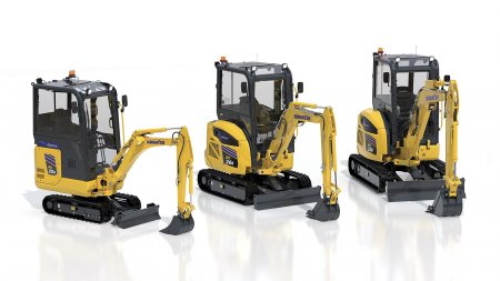 Elektrická minirypadla Komatsu PC20E, PC26E a PC33E. Foto: Komatsu